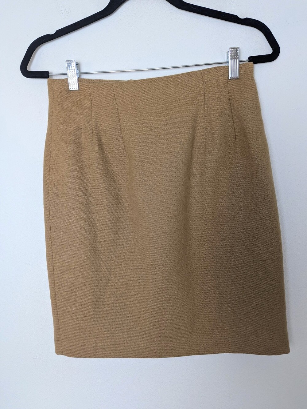 Vintage J.G Hook 100% Wool Camel Pencil Pencil Mini Skirt Fully Lined Size 6 P